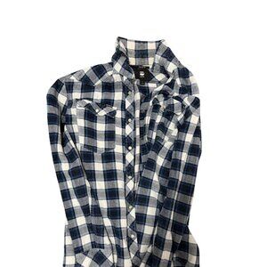 G-Star RAW Blue & White Plaid Snap Shirt